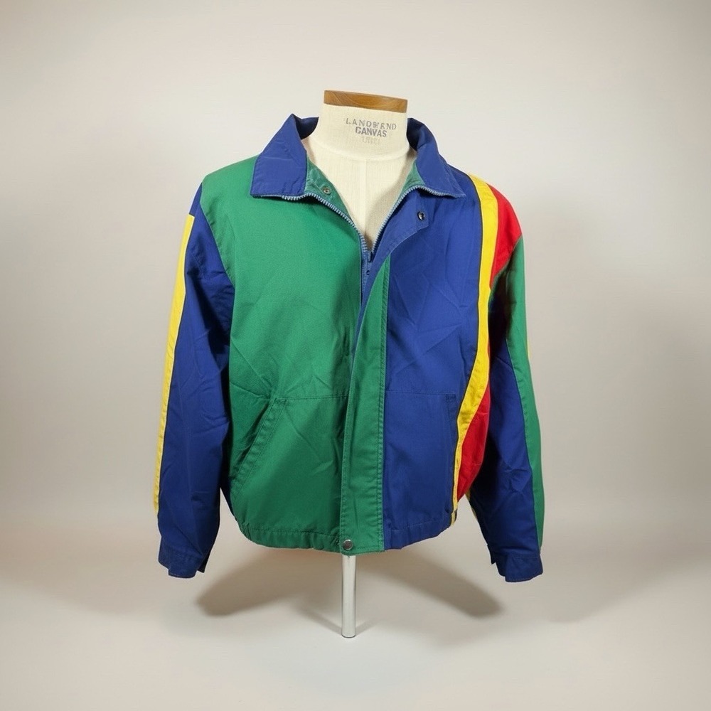 Colorblock 90s Men's Zip Jacket Retro Size Med/Large Blokecore Eclectic Grandpa